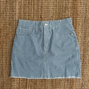 Madewell Checkered Blue Pencil Skirt